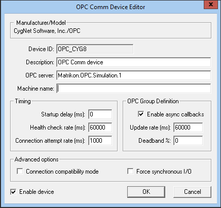 OPC Comm EIE Device Editor